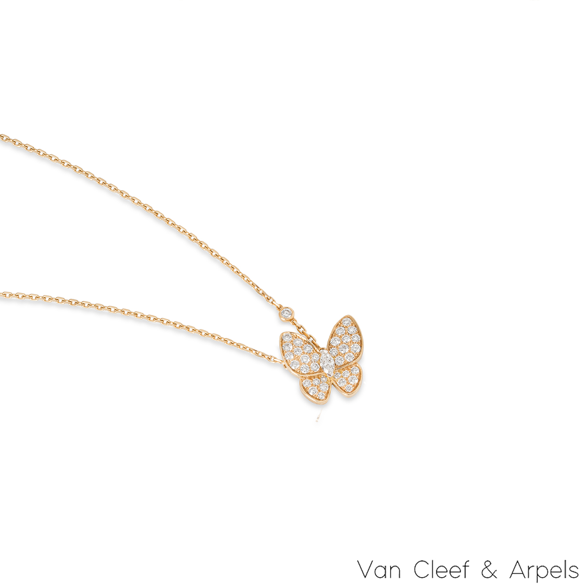 Van Cleef & Arpels Yellow Gold Diamond Two Butterfly Pendant VCARP3DP00
